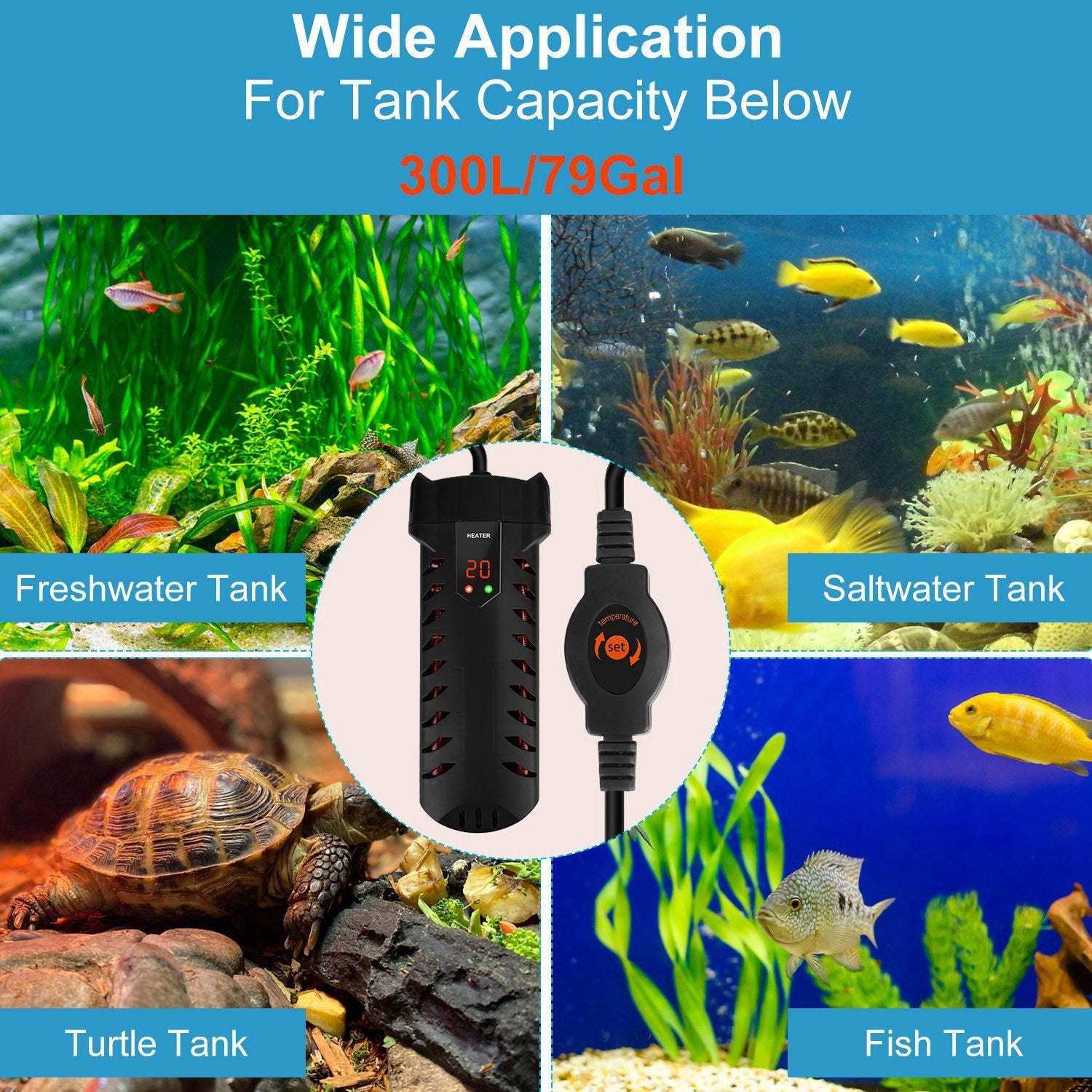 Fish Tank Heater with External Thermostat