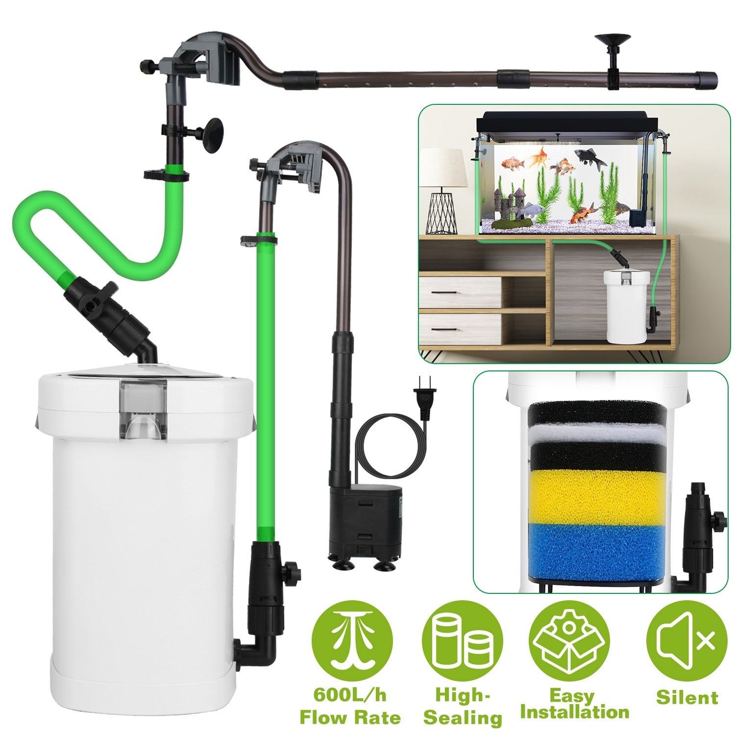 1Pc 3-Stage External Canister Filter For Aquarium Fish Tank