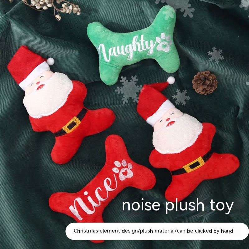 Christmas Santa & Bone Squeaky Plush Toys