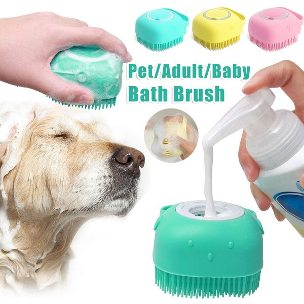 Silicone Dog Bath Massage Gloves Brush Pet Cat Bathroom Cleaning Tool Comb Brush For Dog Can Pour Shampoo Dog Grooming