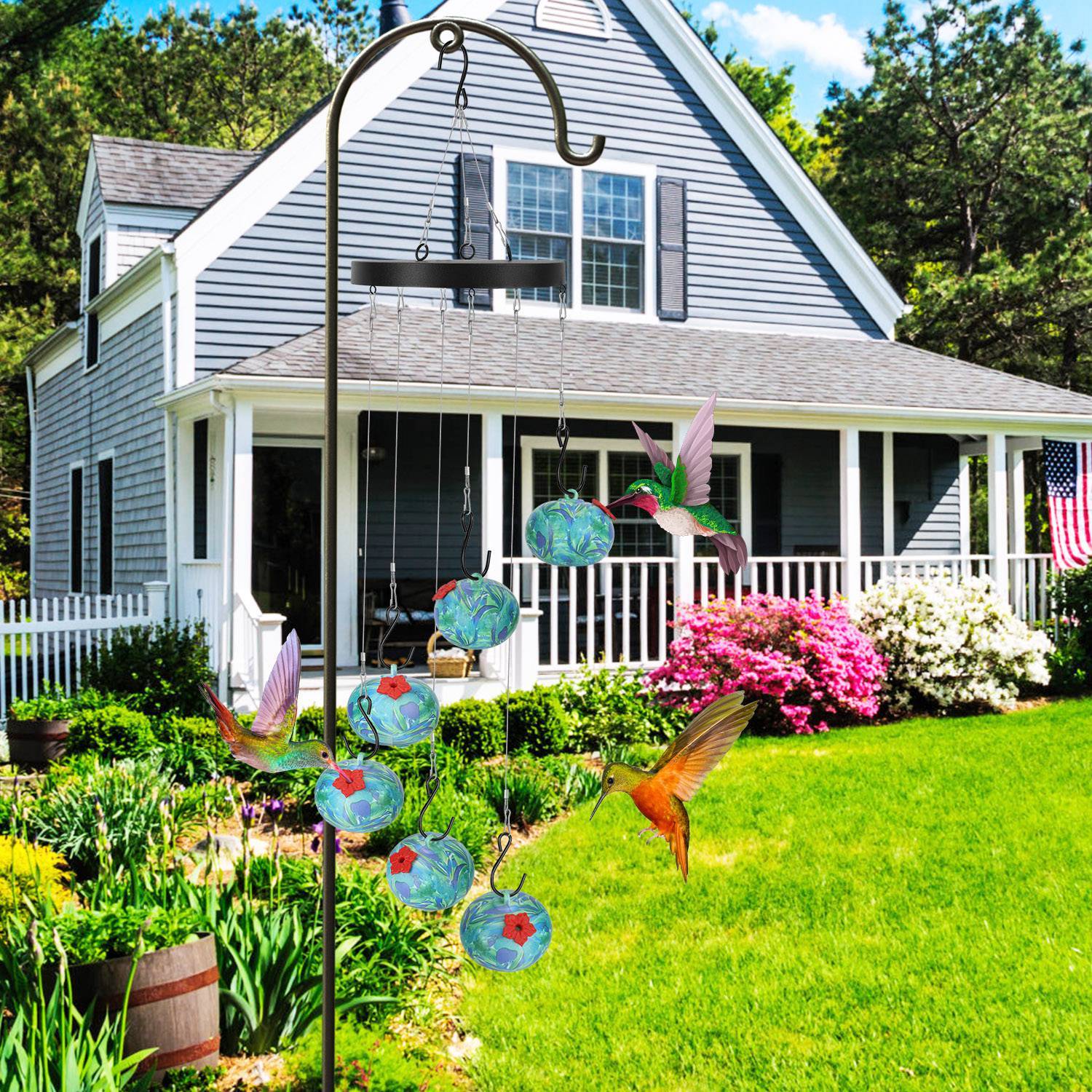 Ant & Bee Proof Hummingbird Feeder with Wind Chimes