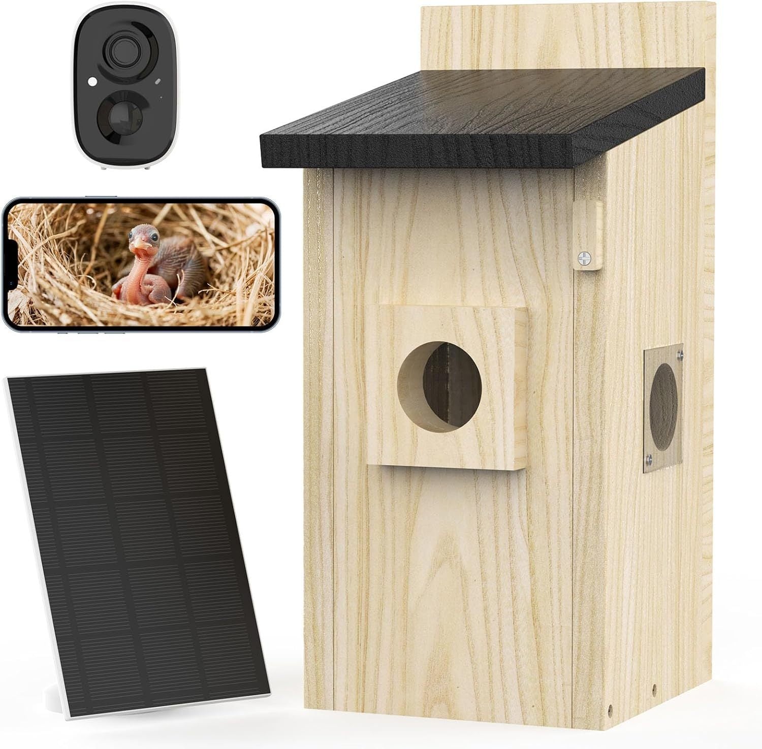 AI-Powered Birdhouse Camera Solar-Charged, 4MP HD, Live Nesting & Hatching View