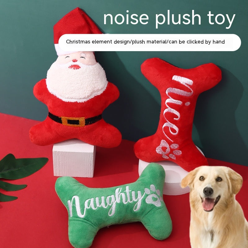 Christmas Santa & Bone Squeaky Plush Toys