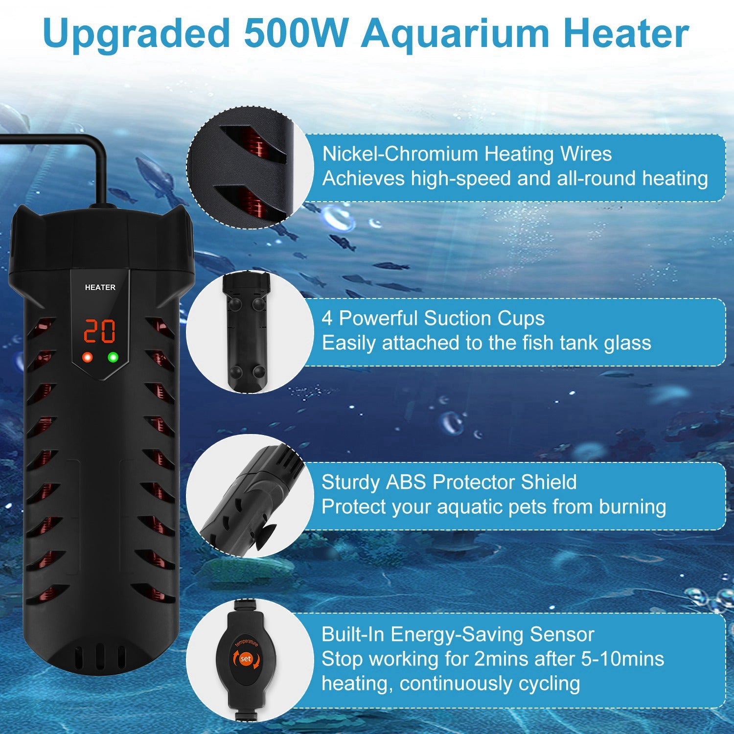 Fish Tank Heater with External Thermostat