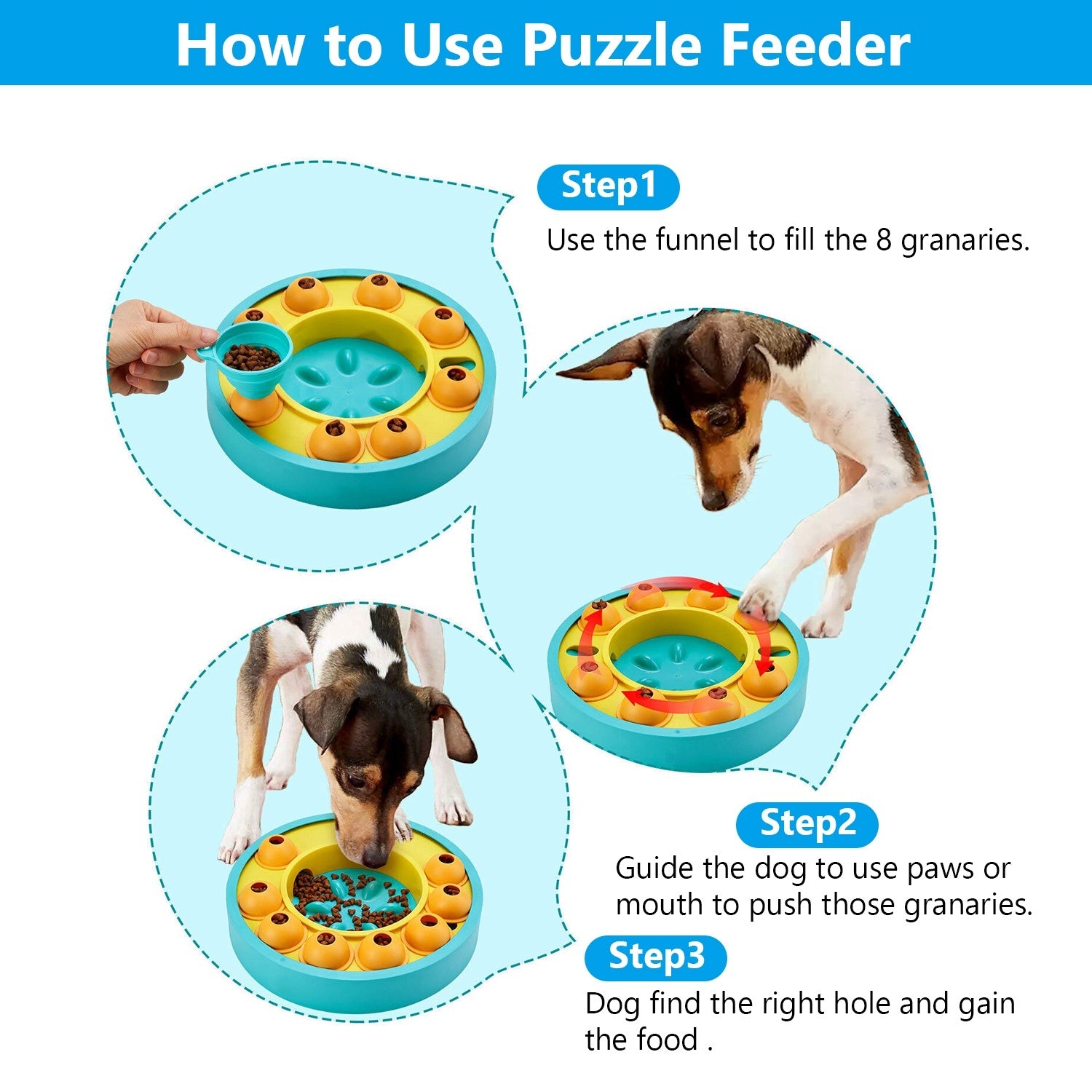 Interactive Dog Puzzle Toy & Slow Feeder - Treat Dispensing for Mental Enrichment & IQ Training - for Small to Large Pets