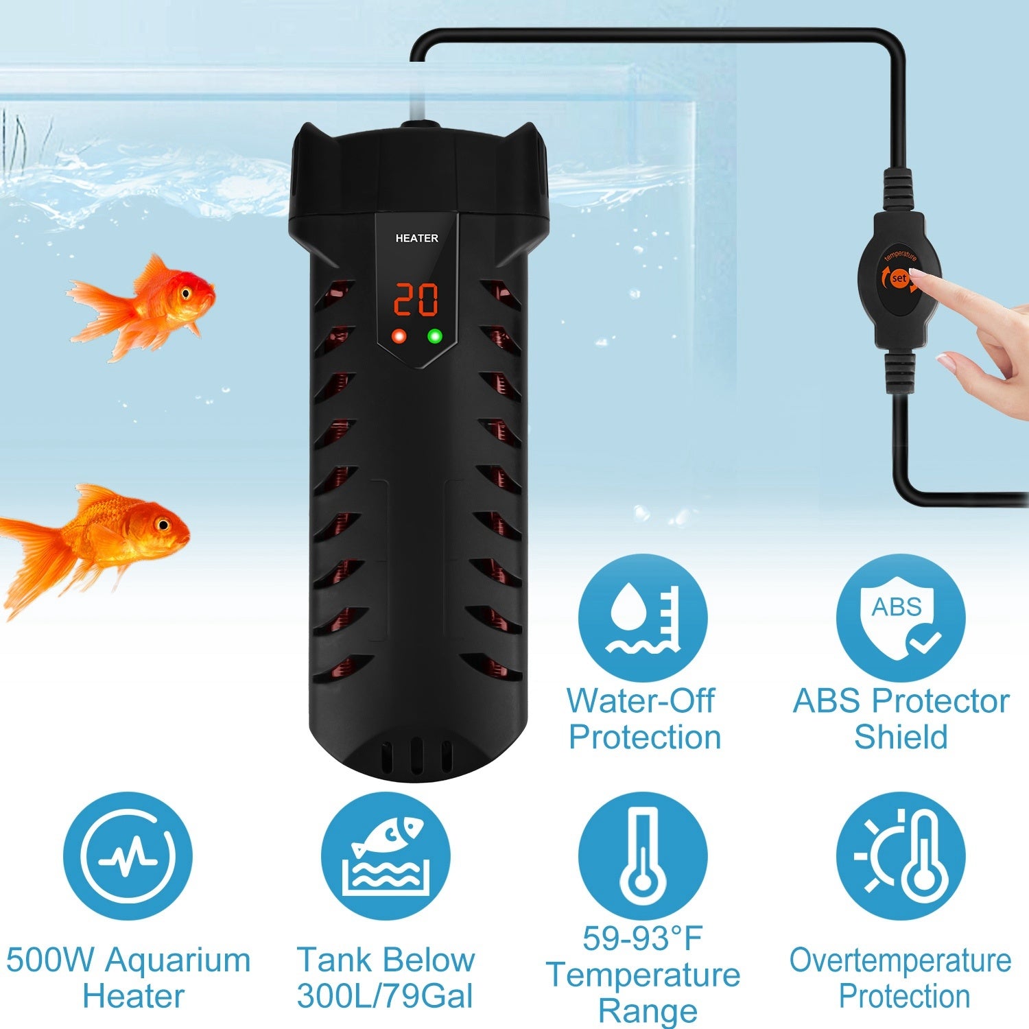 Fish Tank Heater with External Thermostat
