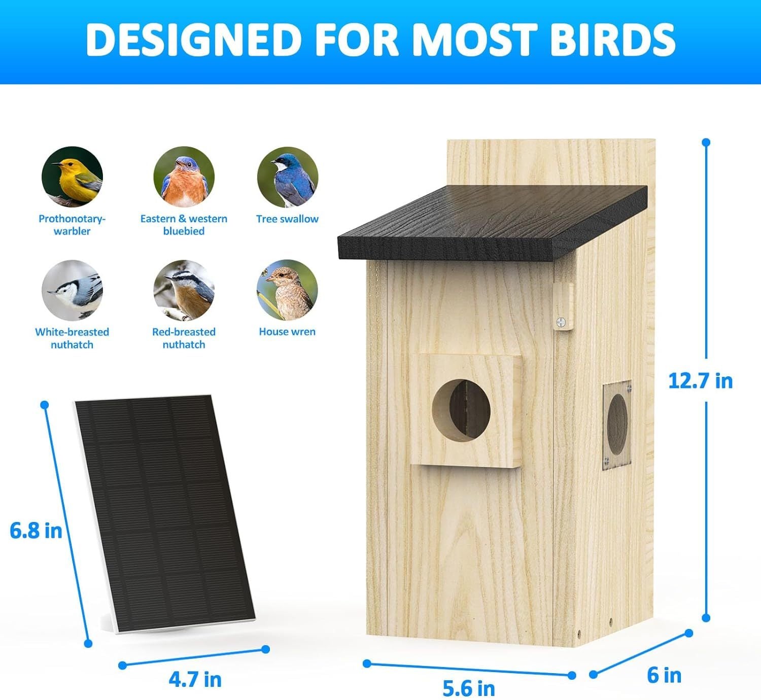 AI-Powered Birdhouse Camera Solar-Charged, 4MP HD, Live Nesting & Hatching View