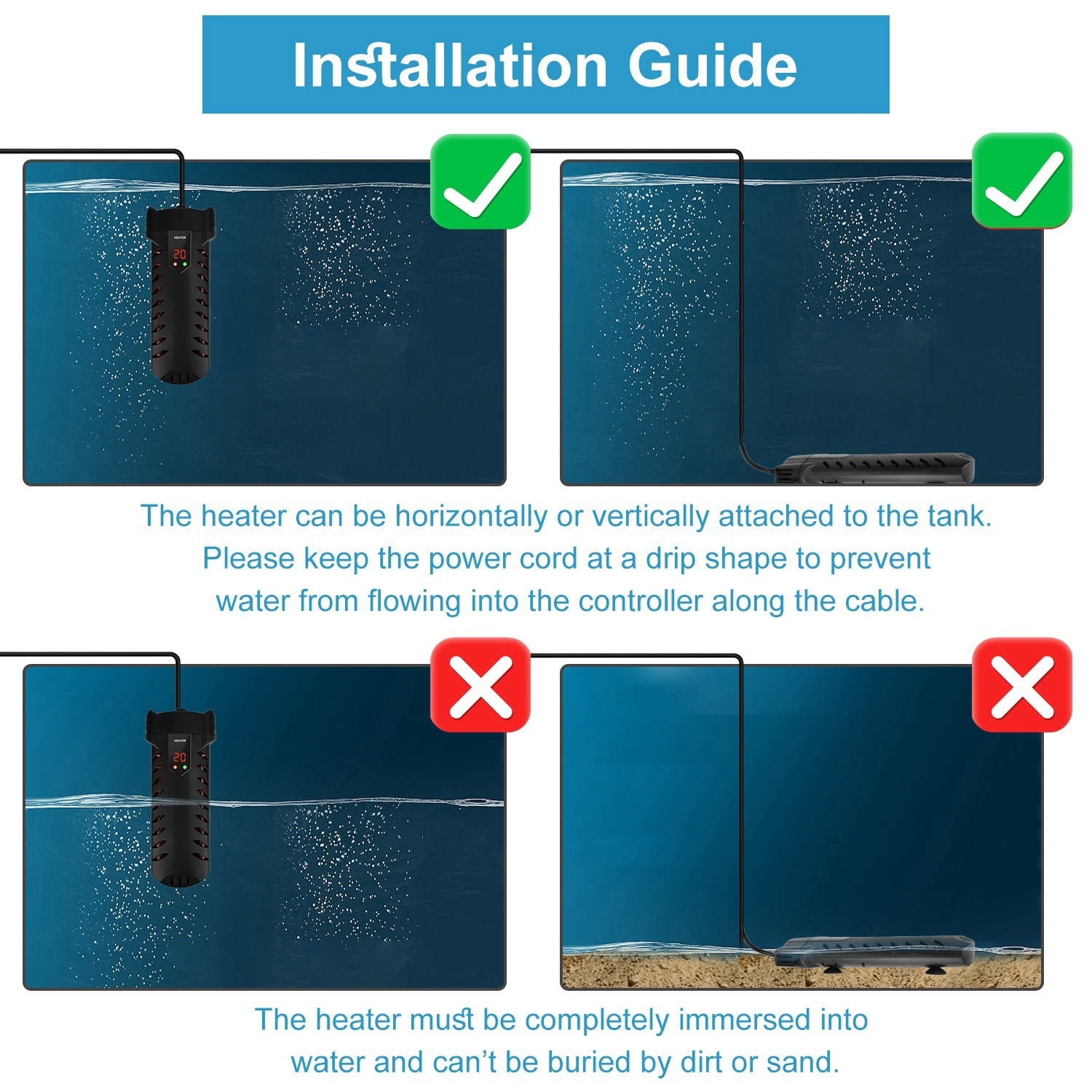 Fish Tank Heater with External Thermostat