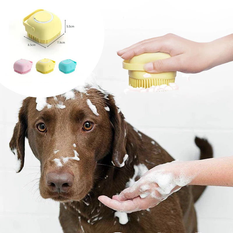 Silicone Dog Bath Massage Gloves Brush Pet Cat Bathroom Cleaning Tool Comb Brush For Dog Can Pour Shampoo Dog Grooming
