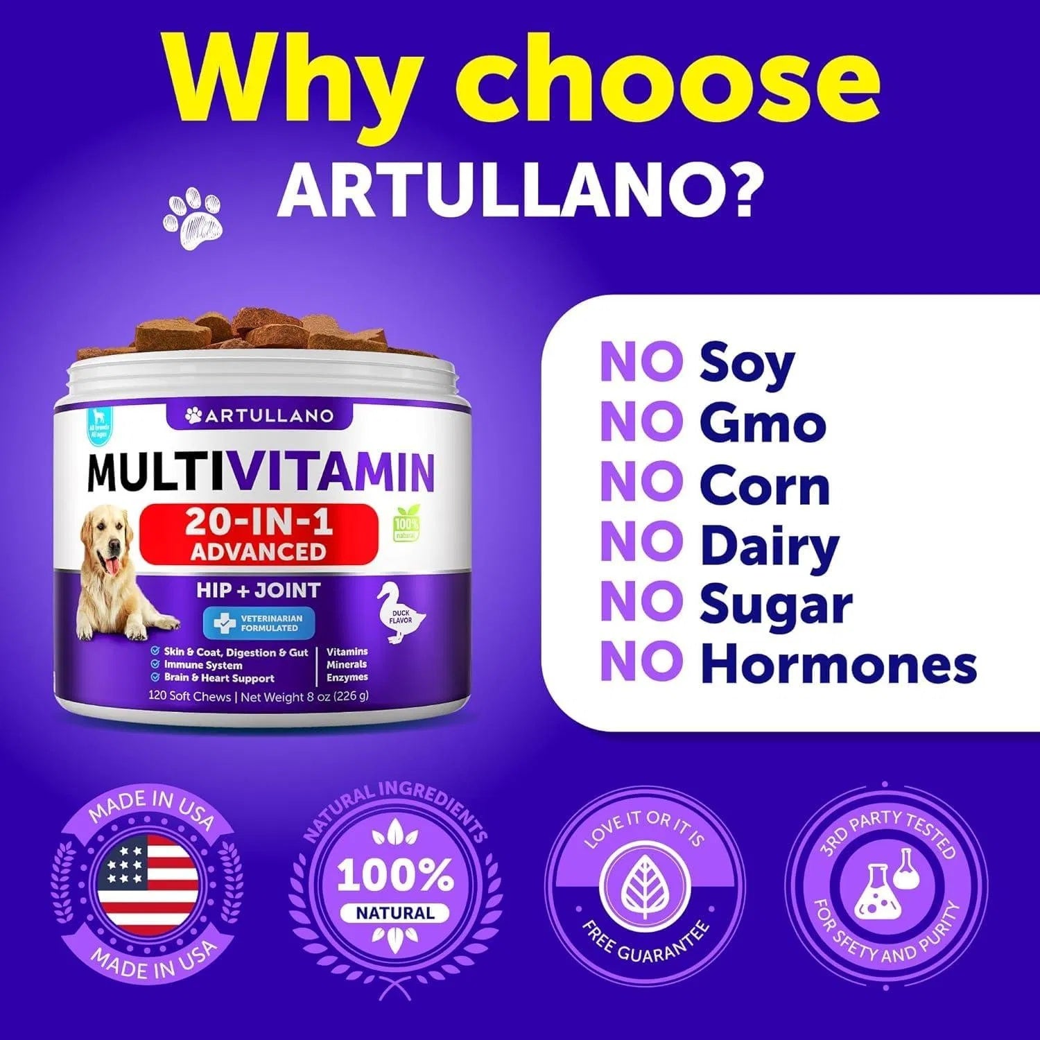 Dog Multivitamin Chewable With Glucosamine 20 In 1 Dog Vitamins And Supplements Senior & Puppy Multivitamin