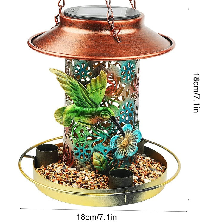 Solar Bird Feeder For Outdoors Hanging, Metal Wild Bird Feeder
