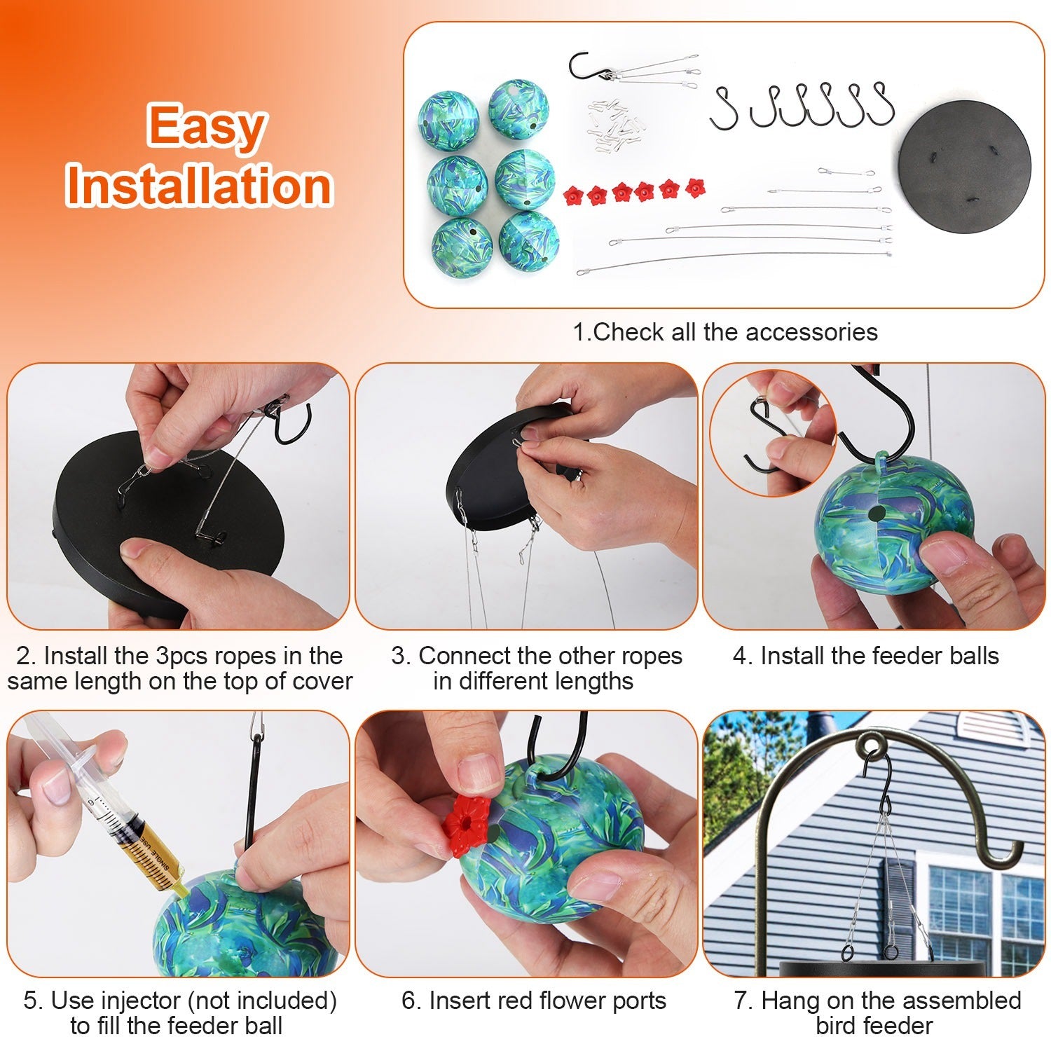 Ant & Bee Proof Hummingbird Feeder with Wind Chimes