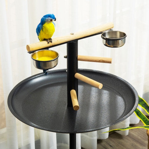 PawHut Bird Play Stand, Portable Parrot Perch, Bird Feeder Station, With Four Wheels
