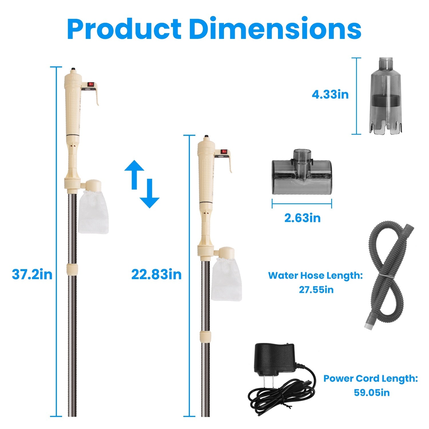 1 Set Multifunctional Electric Aquarium Gravel Cleaner Kit Length Adjustable Automatic Fish Tank Vacuum Cleaner Change Water Wash Sand Filter Dirt Removal