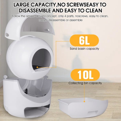 Smart Automatic Cat Litter Box,Automatic Scooping And Odor Removal, App Control, Support 5G    2.4G WiFi For Multiple Cats, Double Odor Removal