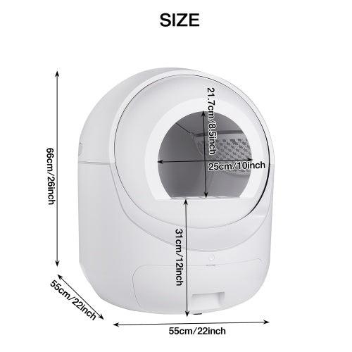 Smart Automatic Cat Litter Box,Automatic Scooping And Odor Removal, App Control, Support 5G    2.4G WiFi For Multiple Cats, Double Odor Removal
